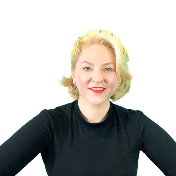 Vintage 1950s Sequin Beret Hat Tan Round Cap - Picture 6 of 10